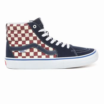 Férfi Vans Checker Sk8-Hi Pro Magasszárú Cipő VA4326805 Kék